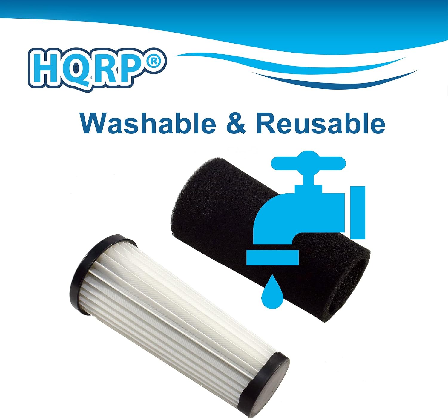 HQRP 2-pack Pre-Motor Filter Replacement for Dirt Devil Style F112 Endura AD47936 compatible with Dirt Devil UD70170 UD70180 UD70160 UD20120 UD70350 series Upright Vacuums, Odor Trapping Filter