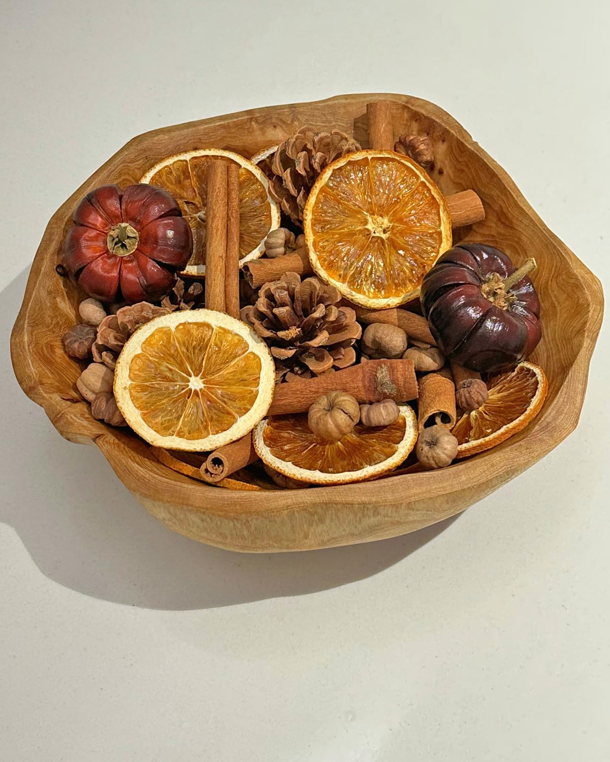 Fall Potpourri Bowl Filler with Mini Pumpkin, Cinnamon Stick, Dried Orange Slices, Pine Cone, Wooden Mango, Perfect for Farmhouse Harvest Christmas Thanksgiving Autumn Halloween Fall Scents Potpourri