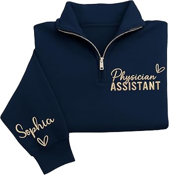 Chillever Custom Profession Quarter Zip Sweatshirt, Embroidered & Personalized Work Shirt Hoodie Gift for Professionals