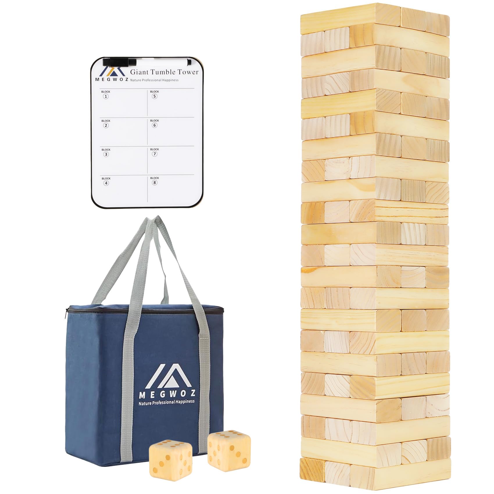Megwoz M Size Tumble Tower 66 Blocks 3.5FT Indoor Outdoor Games for Family