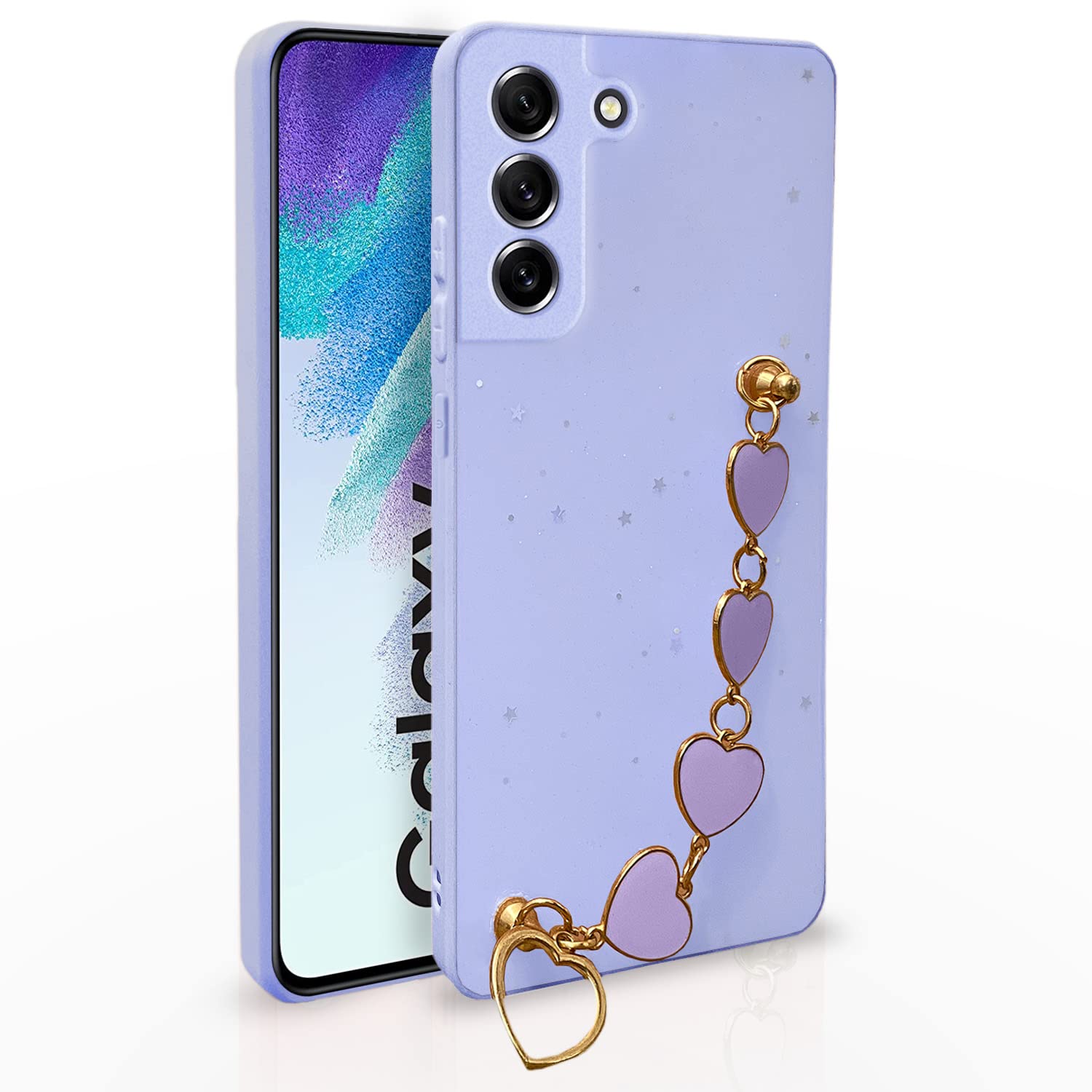 Pikkme Samsung Galaxy S21 FE 5G Back Cover for Girls | Heart Shaped Metal Chain Blocks | Sparkling Soft TPU | Case for Samsung Galaxy S21 FE 5G (Purple) (B0C2VKWDWR) Amazon Price History, Amazon Price Tracker
