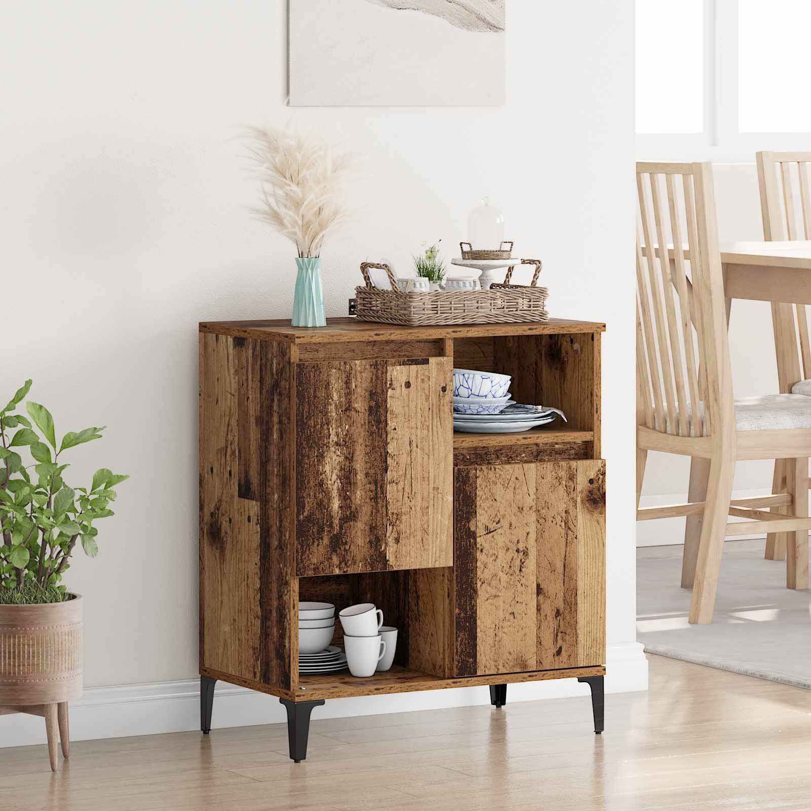 Aparador de madera vieja de 60 cm mueble auxiliar moderno para salon y comedor