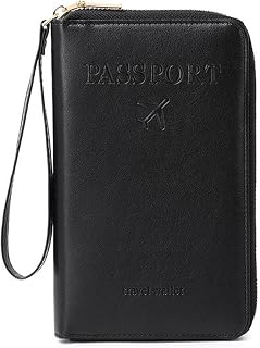 Passport Cases for Women and Men, RFID Passport Cover with Card Slots, Passport Cover, Travel Accessories, black zip, Zipper