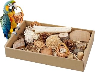 Bird Toys, Variety Natural Bird Foraging & Shredding Toys Boxes, Safe Parrot for Cockatiel ，Lovebird，Cockatoo，Macaw ，African Grey Parrot & Small Birds