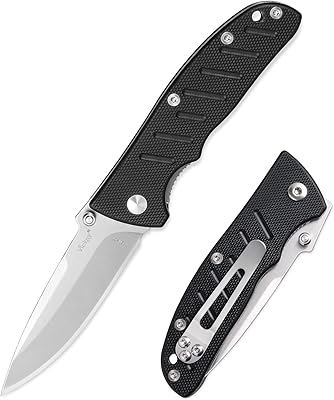 Folding Pocket Knife for Men, Sharp 8Cr13MoV Steel Blade, Lightweight G10 Handle, Ideal for Camping, Hiking, Fishing, and Everyday Carry, Black