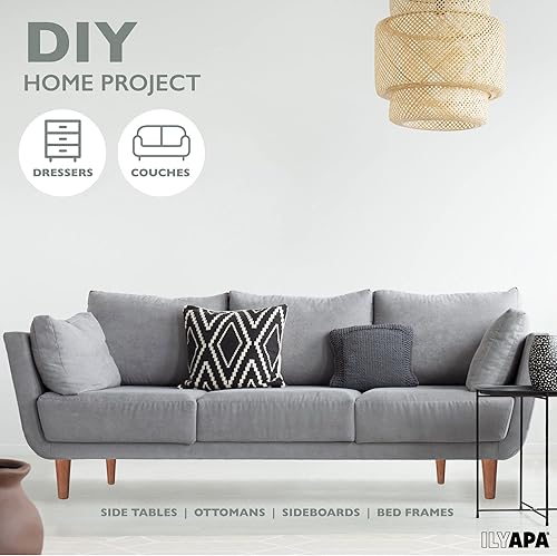 Miniatura 6 de Ilyapa Pies de madera para muebles, juego de 4 patas de repuesto cónicas marrones de 6 pulgadas para sofás, sillas, sofás biplazas, otomanas,