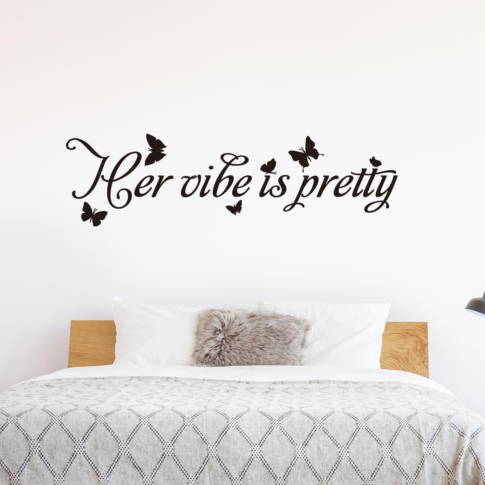 Women Quotes Wall Stickers for Bedroom: Inspirational Positive Vinyl Art Wall Decals for Home Living Room Bathroom - Her Vibe is Pretty 25" X 7"