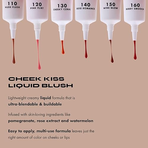 Miniatura 4 de Milani Maquillaje líquido Cheek Kiss, ligero, mezclable y construible para mejillas radiantes, fórmula amante de la piel, New Wine Glow