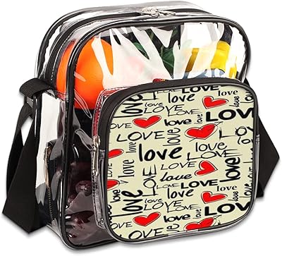 bisibuy Love Red Heart Clear Crossbody Bag Clear Messenger Bag Shoulder Bags Clear Purse Stadium Approved for Concerts Sports Events Work Travel