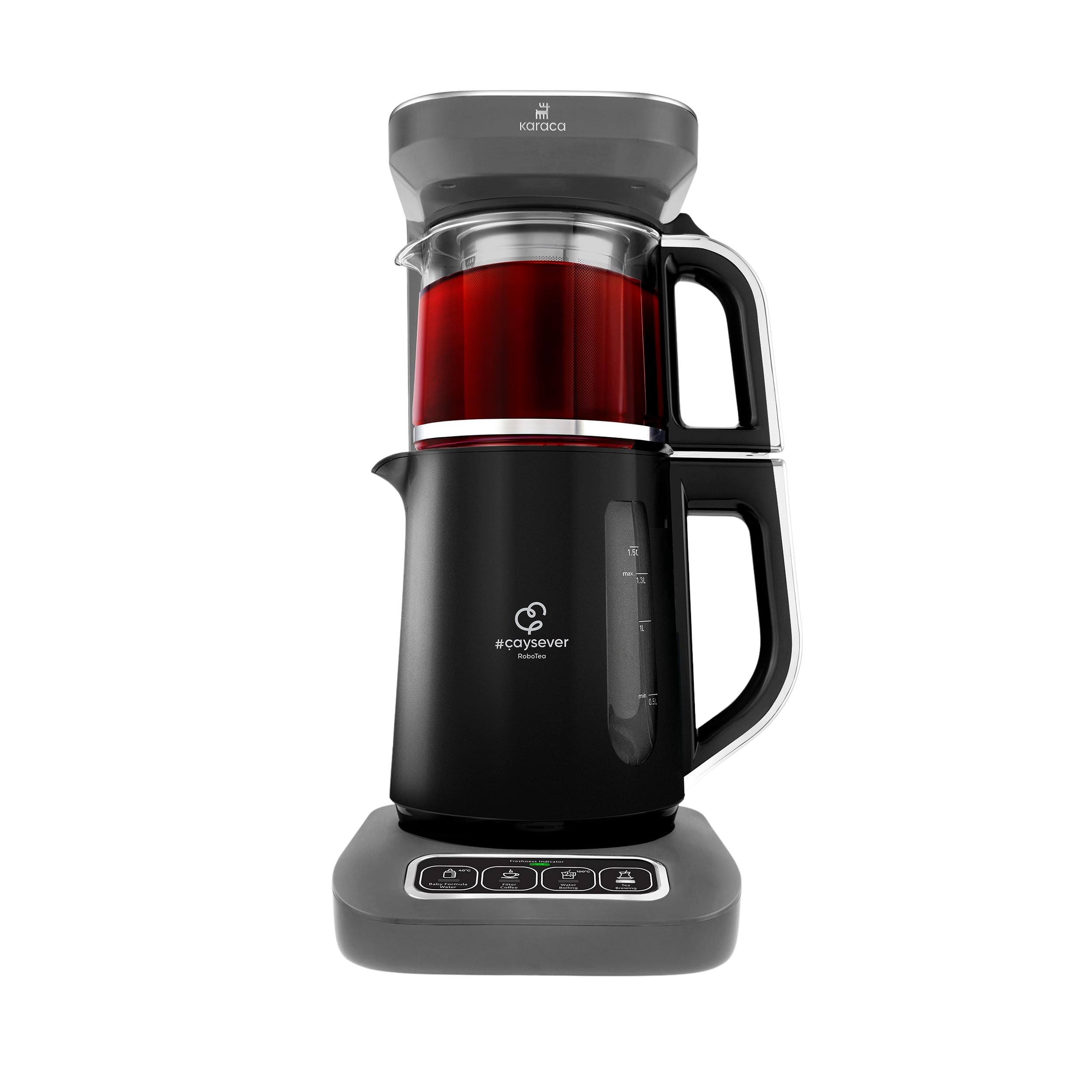 Caysever Robotea Pro 4 In 1 Talking Automatic Tea Maker Kettle And Filter Coffee Maker With Voice Function 2500 W Space Gray