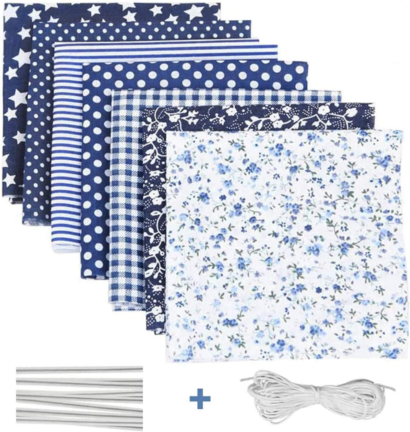 Excefore 7 Pcs 25cm x 25cm Flower Pattern Art Patchwork Cotton Fabric Squares Bundles Remnants for Sewing, Quilting, DIY Craft, Handicraft