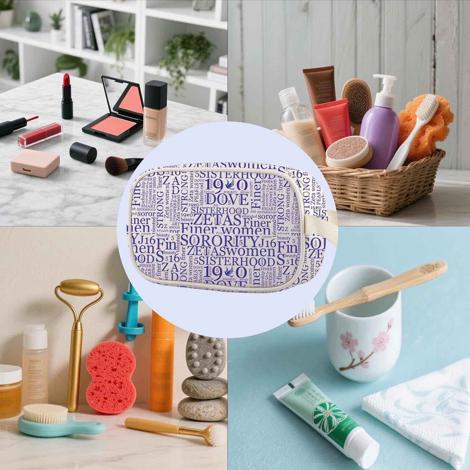 TIIMG Sorority Paraphernalia Gift Sorority Gift Finer Women Cosmetic Bag Sisterhood Makeup Zipper Pouch (dove mb) - Image 3