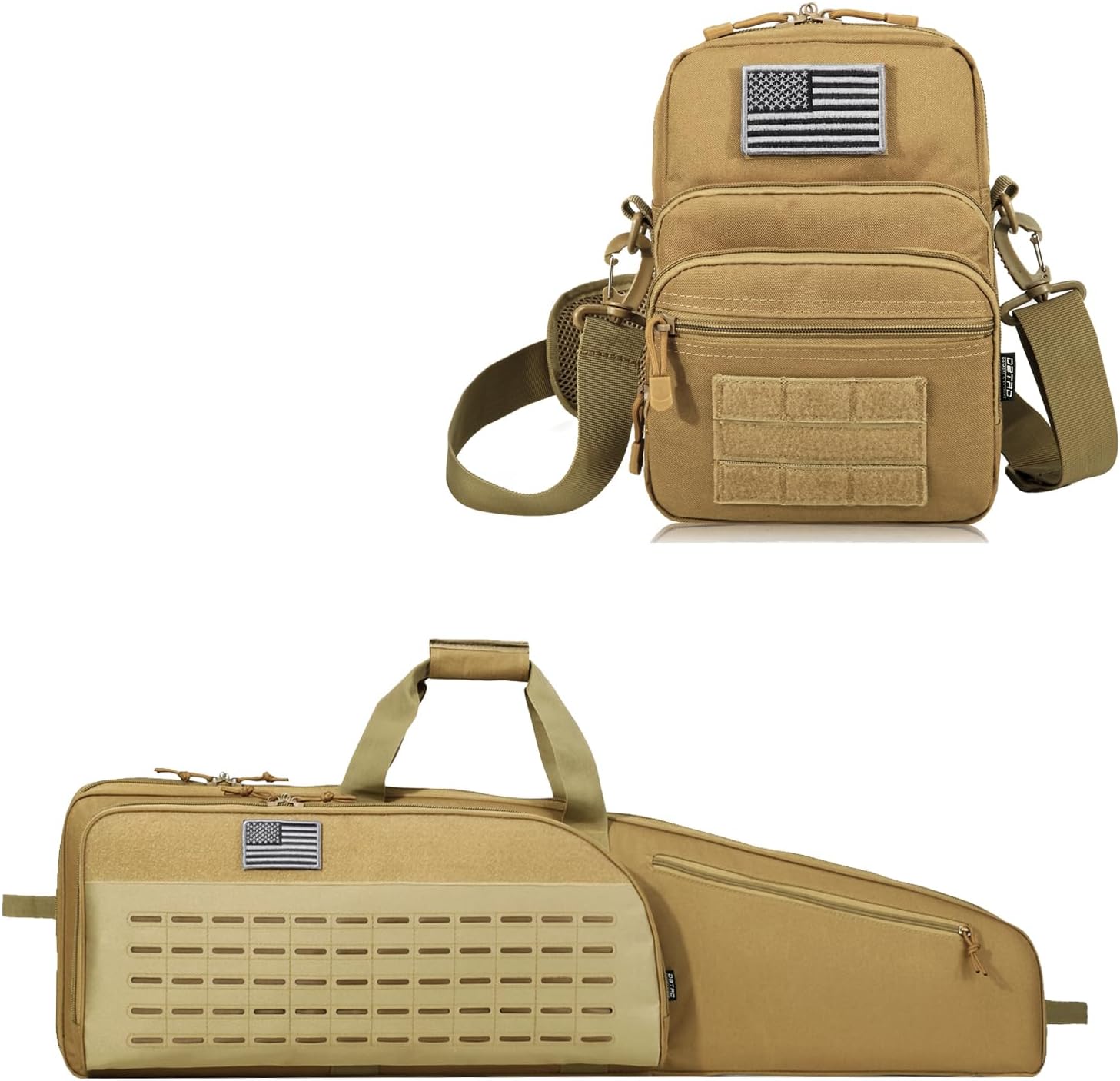 DBTAC Tactical Single Rifle Bag 41" + Tactical Small Shoulder Bag (Tan)