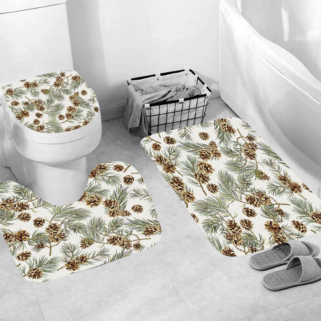 Tapis de toilette en forme de U noisettes antidérapant absorbant 3 pièces