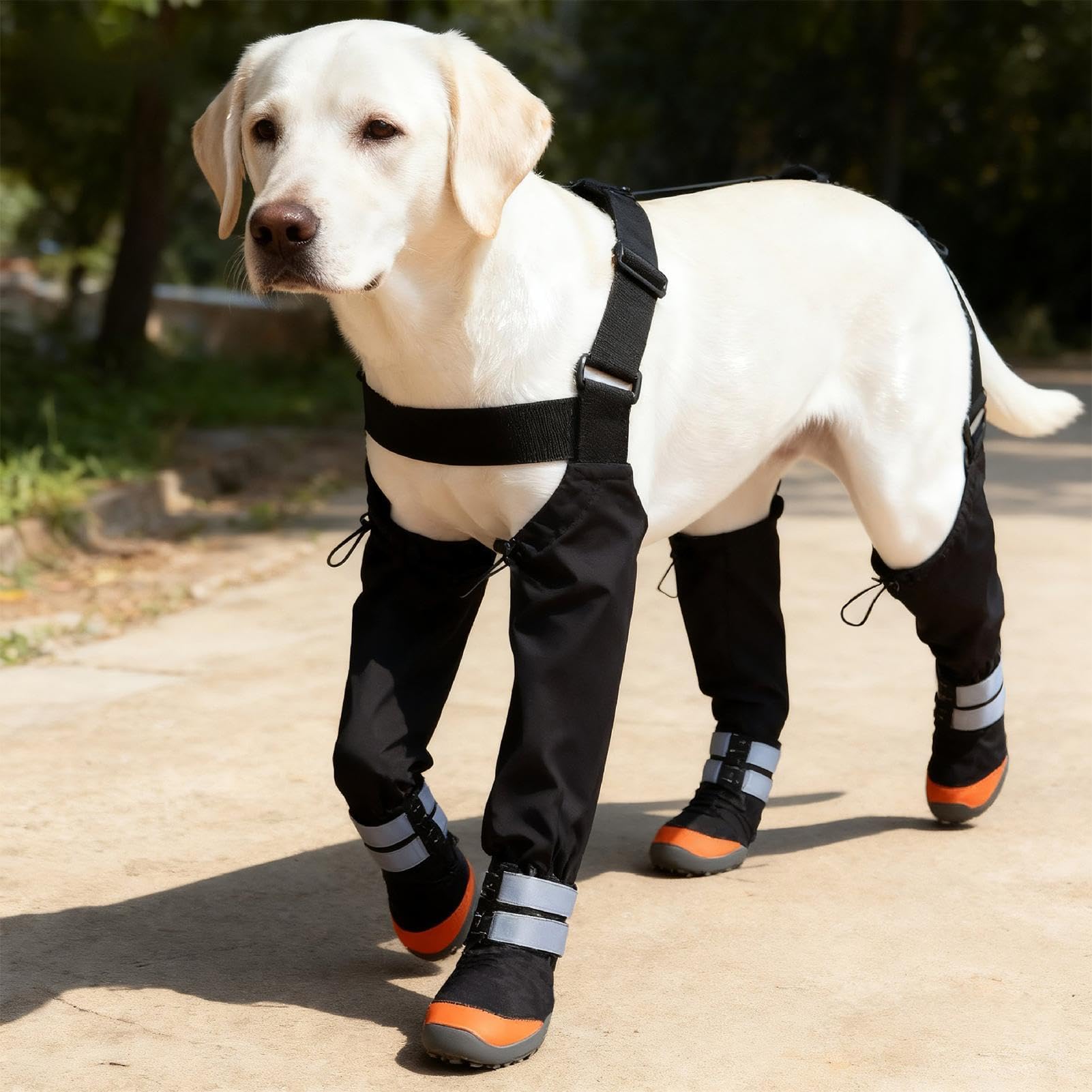Stivaletti Regolabili per Cani Impermeabile Antiscivolo Protettivo | Bretelle Regolabili per Cani Piccoli con Striscia Riflettente Per Zampe Cucciolo Clima Freddo Neve Inverno