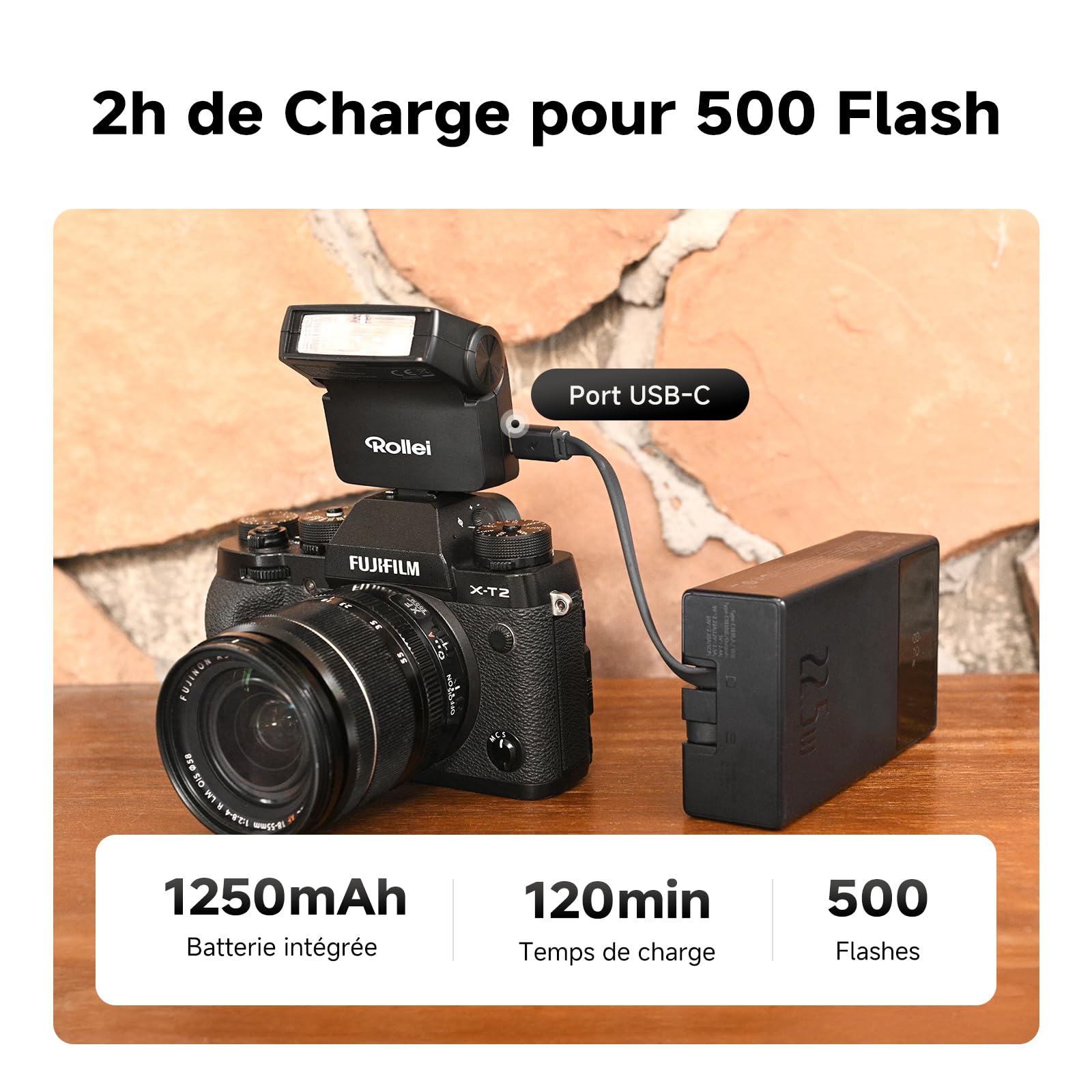 Rollei Mini Flash 12s enfichable, Hot-Shoe Multi-Compatible pour Tous Les modèles d'appareils Photo, Puissance de 10 Watts, Nombre Guide 12, Mode Automatique et Manuel, Ultra Compact et léger, 110
