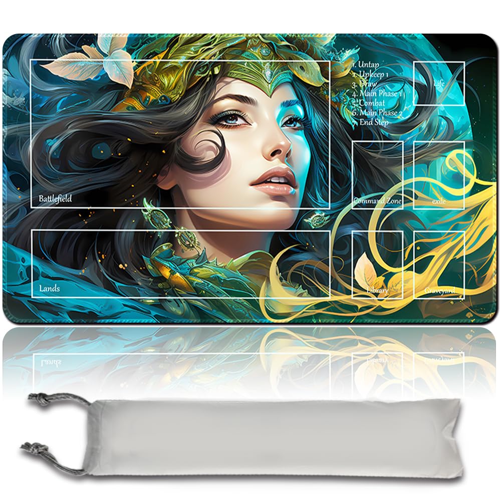 Board Game MTG Playmat + Free Waterproof Bag, Stitched Edges, Smooth Rubber Surface, MTG PlayMat with Zones (An Original ANCESTRAL MASK Playmat) (With Zone)