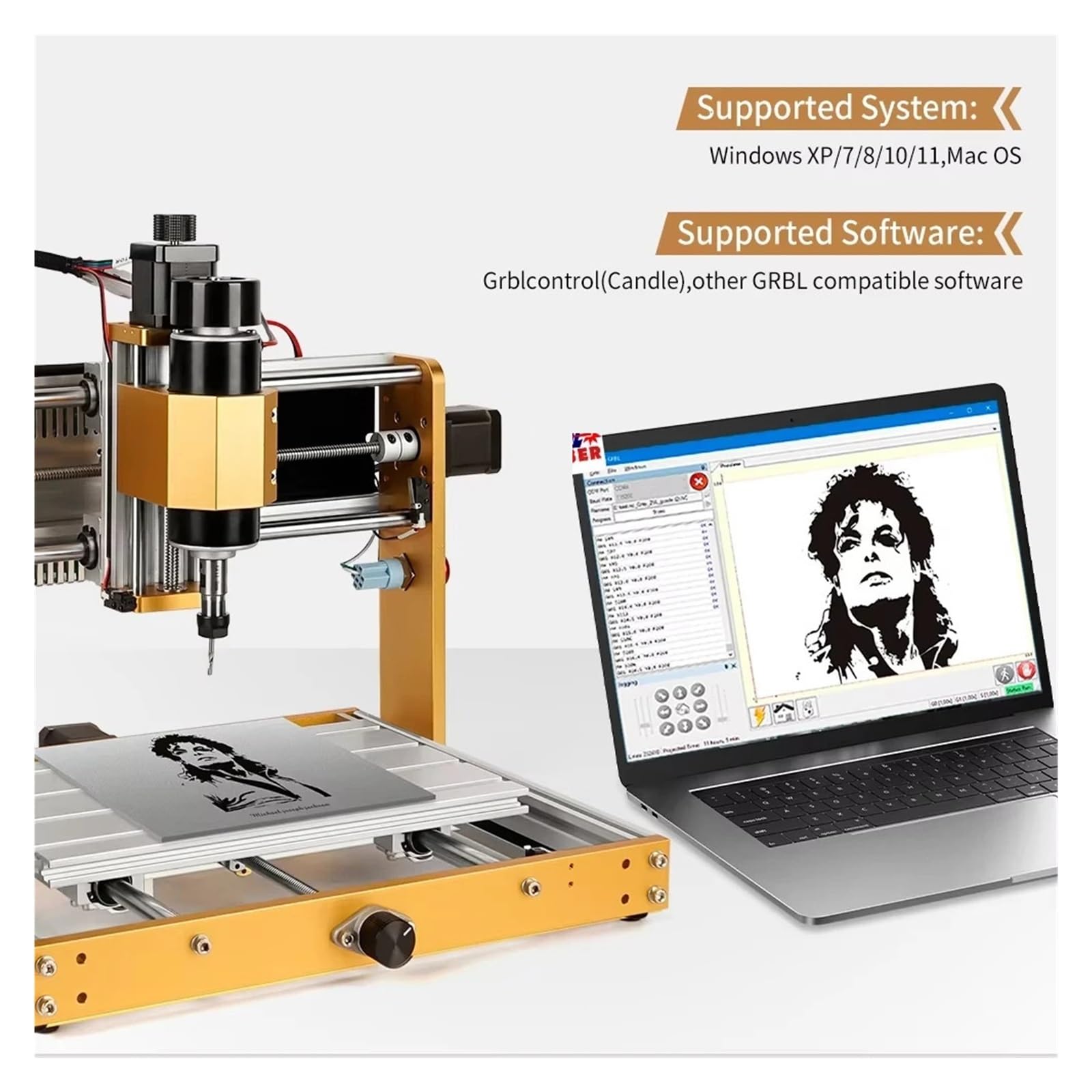 Laser Engraver, CNC 3018Plus Con Macchina Per Incisione Laser Fai-da-te Motore Mandrino Da 500 W Per Legno E Plastica,Alta precisione
