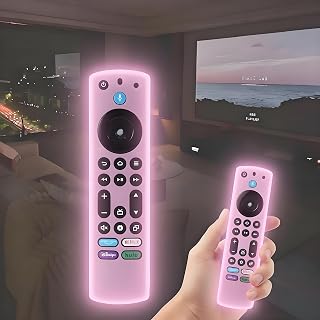 Capa de silicone para controle remoto Fire Stick brilha no escuro, à prova de choque para Amazon, Toshiba, Omni, Insignia Series Fire TV Stick 4K Max, rosa brilhante
