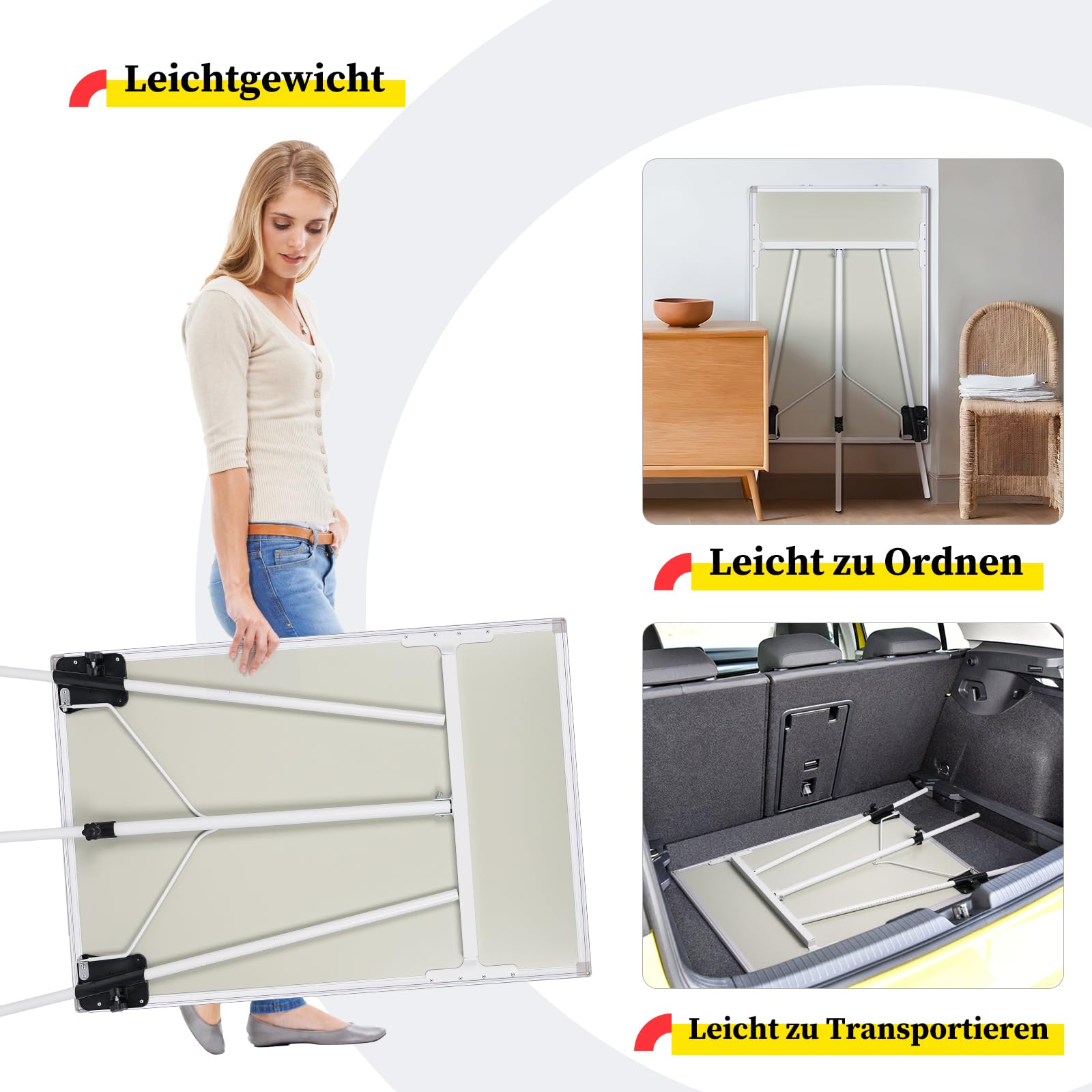 maxtek ​Flipchart Ständer Whiteboard, 90X60cm Magnetisches Tragbares Trocken Abwischbar White Board, Höhenverstellbar, Haken Verschieben Flipchart Papier, Dreibein Whiteboards mit Ständer