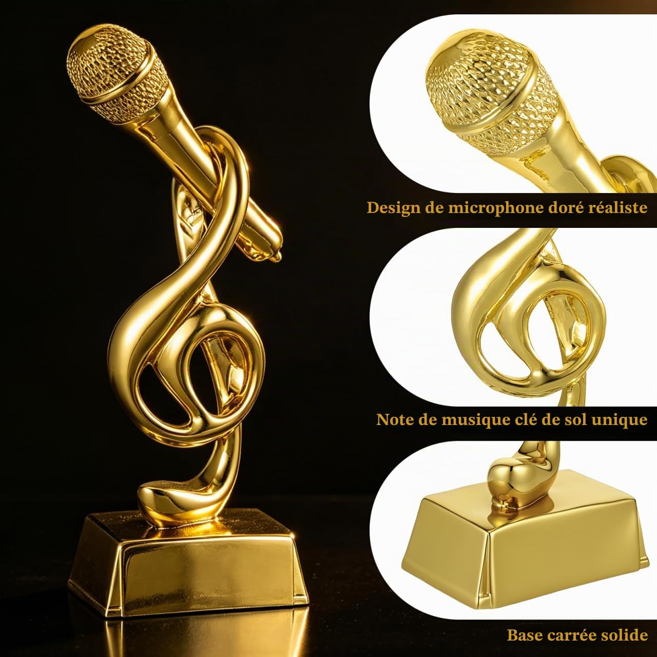 Sosoport Trophée du Microphone De Bureau pour Enfants Trophée Décoratif en Forme De Micro Récompense pour Concours De Chant Classe Et Chambre 7.87 X 2.95 X 1.57 Pouces