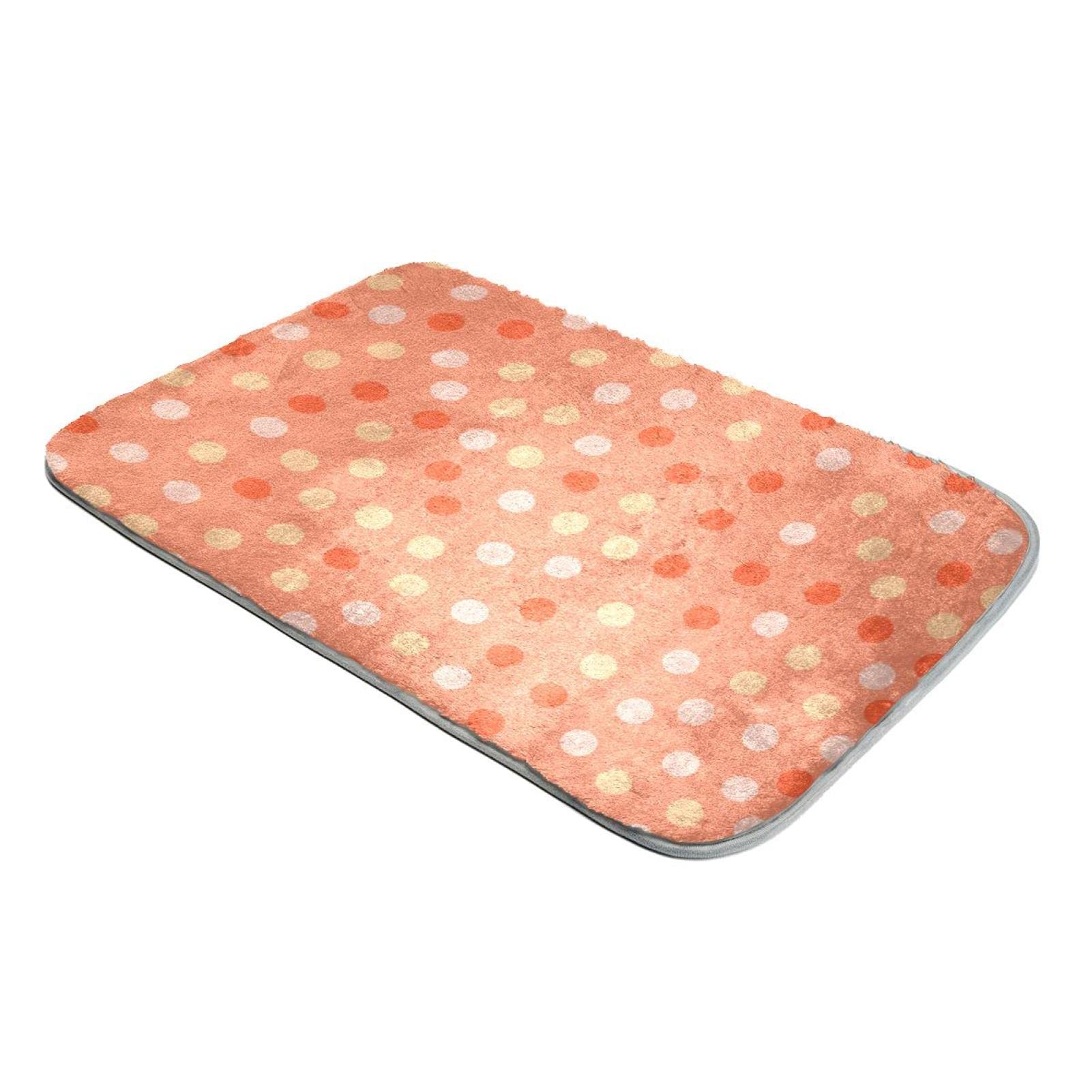 Tapis fausse fourrure orange à pois anti-sol froid douillet
