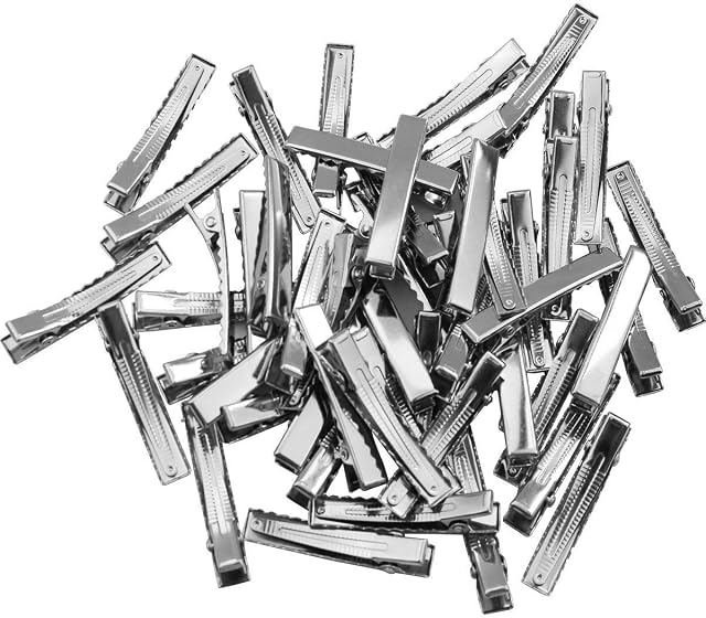 JOYOYO 50 Pcs Small Crocodile Clips Metal Alligator Clips DIY Clips for Hair Bows Kids Hair Accessory, Small Size Metal Clips 1.75 Inch