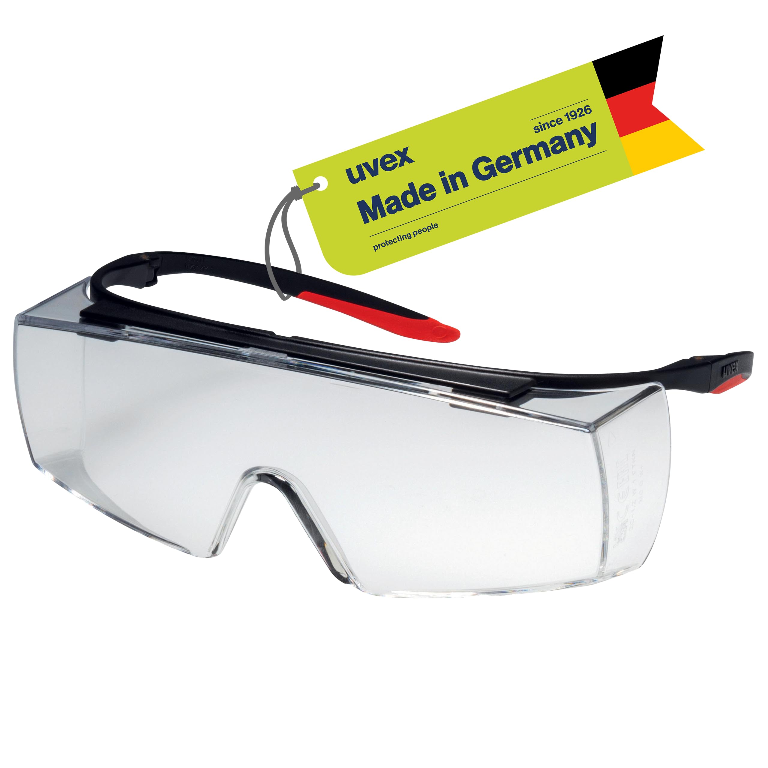Uvex Super F OTG okulary ochronne dla osób noszących okulary, ochrona przed zaparowaniem, na zewnątrz bardzo odporne na zarysowania i chemikalia