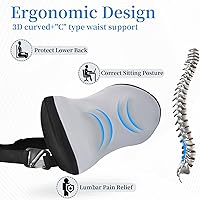 Vista 2 de Almohada de apoyo lumbar para silla de oficina - Almohada lumbar para coche - Almohada ergonómica de apoyo lumbar para cojín de apoyo de la espalda