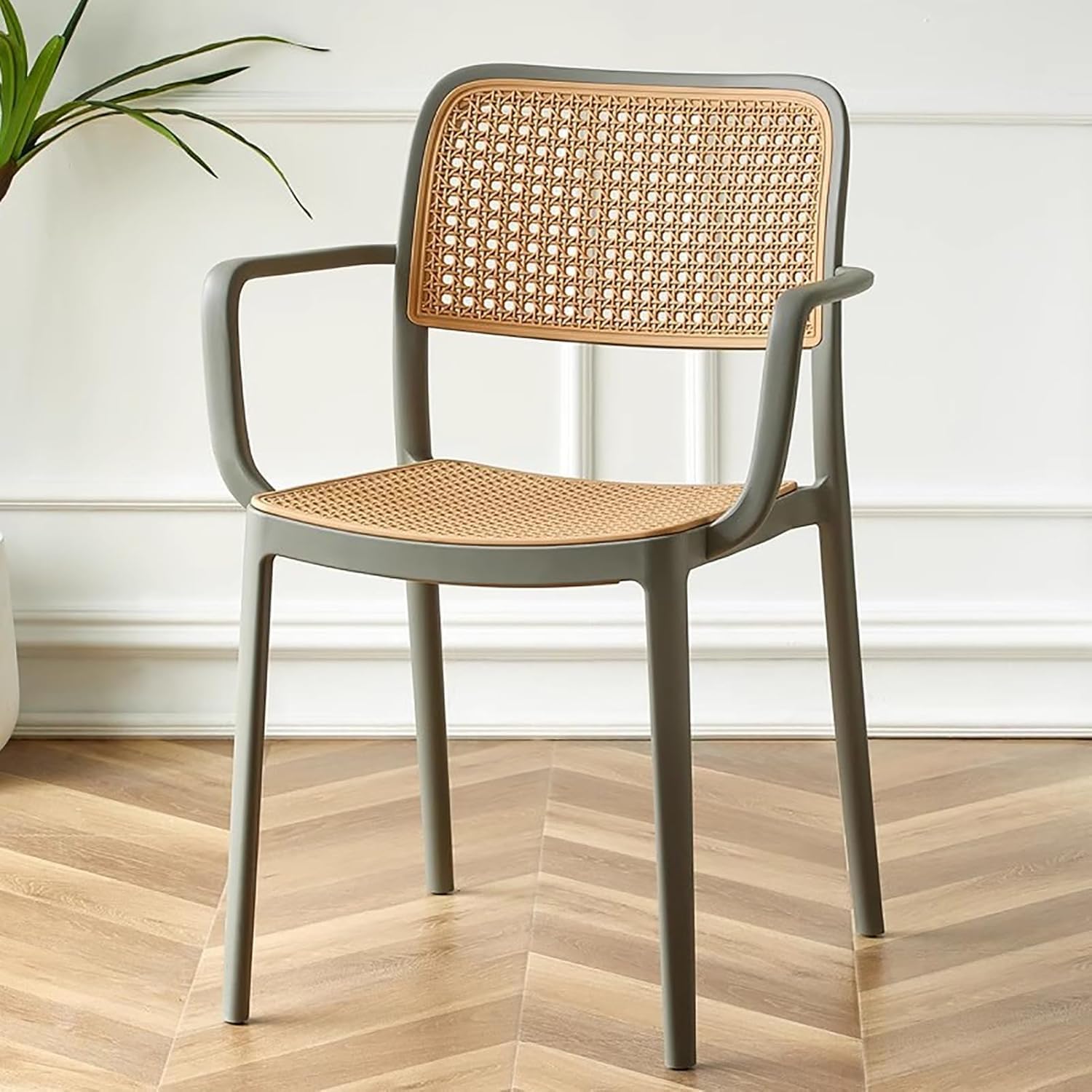 INNOWIN VEDA Chair for Cafeteria | Arm Chair | Accent Chair for Living Room Home, Bedroom, Cafe and Hotels | 3- Year Warranty | Plastic | Grey