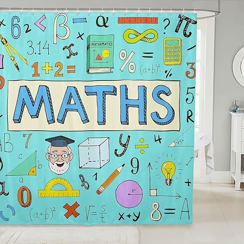 Cortina de ducha con temática matemática para niños y niñas, cortinas de ecuación matemática, fórmula matemática, cortina de baño para niños,
