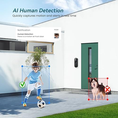 Miniatura 8 de Orbitell Cámara de timbre de video inalámbrica Wi-Fi con audio bidireccional, detección de movimiento AI, visión nocturna y almacenamiento en la
