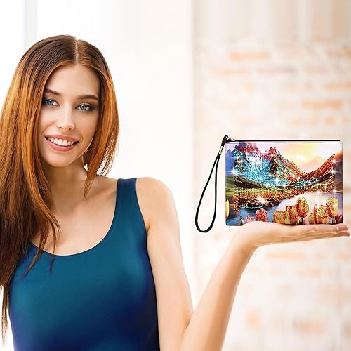 Vista 21 de Geyoga 2 piezas de monederos de pintura de diamantes 5D DIY pintura de diamante bolso de mano arte muñeca bolsa de mano para mujeres niñas arte arte