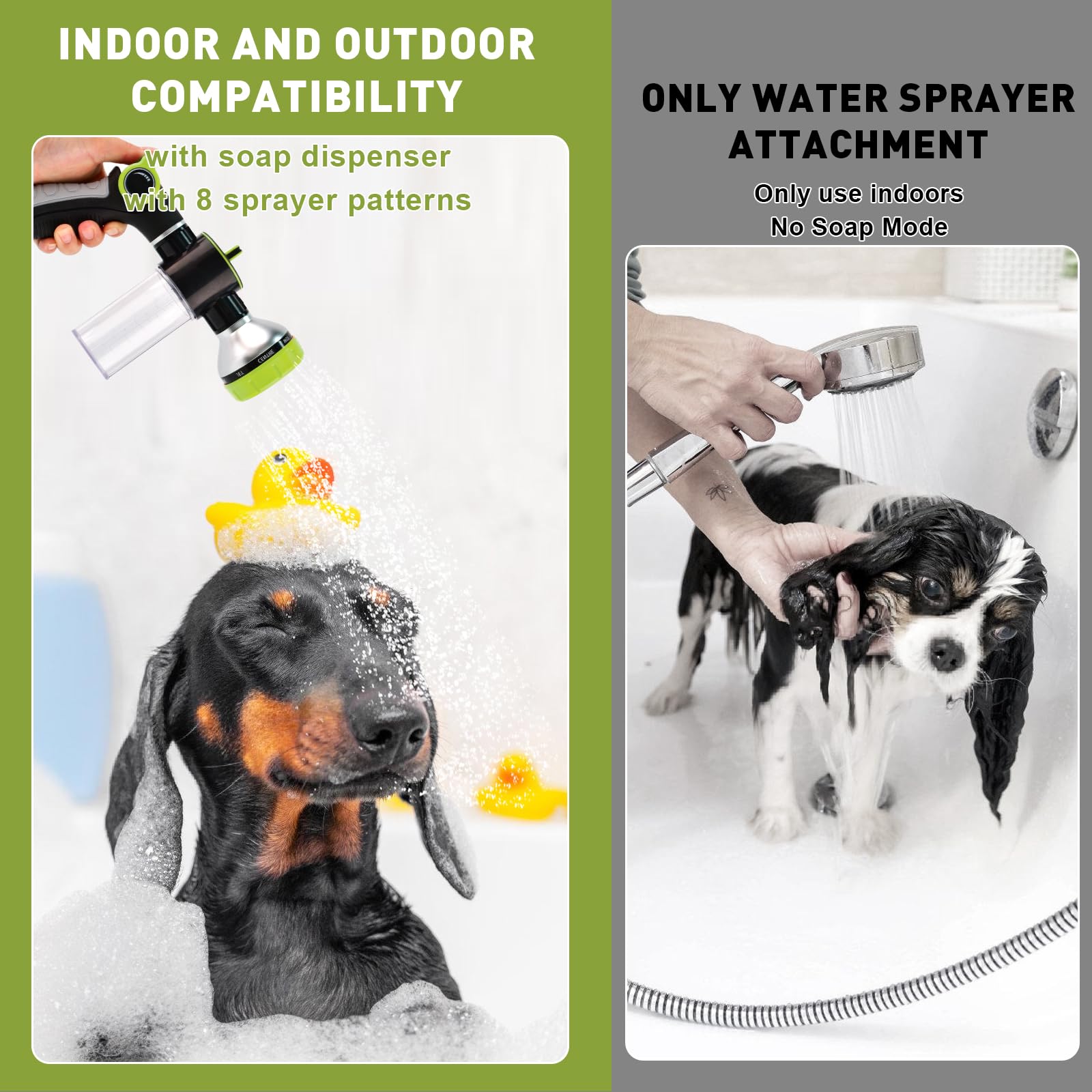 Dog Washing Hose Attachment, Dog Sprayer with 3.5oz/100cc Soap Dispenser Bottle, Massage Brush, Solid Brass Garden Hose Adapters, Garden Hose Nozzle for Pet Bathing, Car Washing