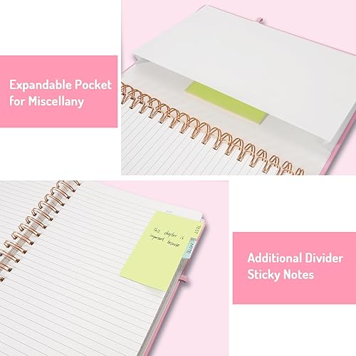 Miniatura 5 de Forvencer Cuaderno rayado en espiral con 300 páginas numeradas, diarios gruesos A5 para escribir con papel de 3.53 ozm, cuadernos de tapa dura con