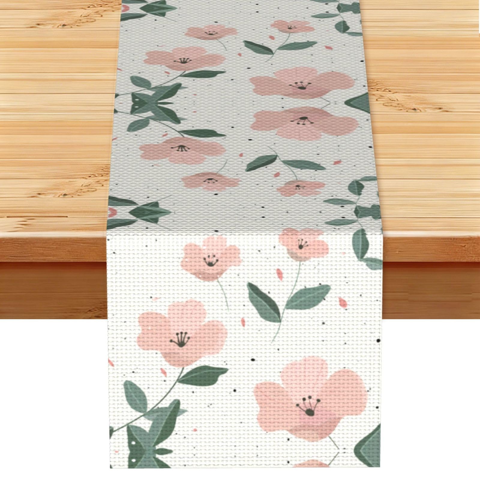 Ethereal Rose Sage Sprigs Printed Table Runner 13 x 72, Wrinkle Resistant Decor for Dining Table Coffee Table Fireplace