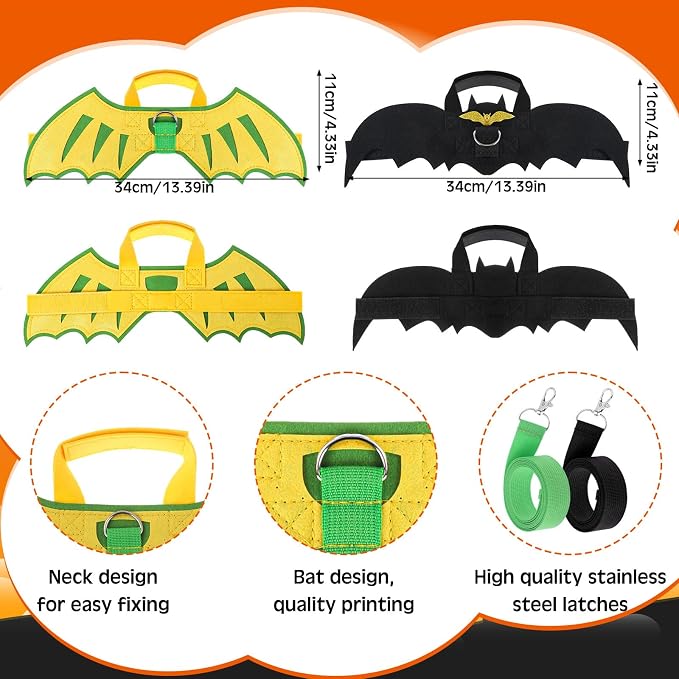 Disfraz de Halloween para mascotas 2 piezas alas de murciélago y dragón miniatura 2