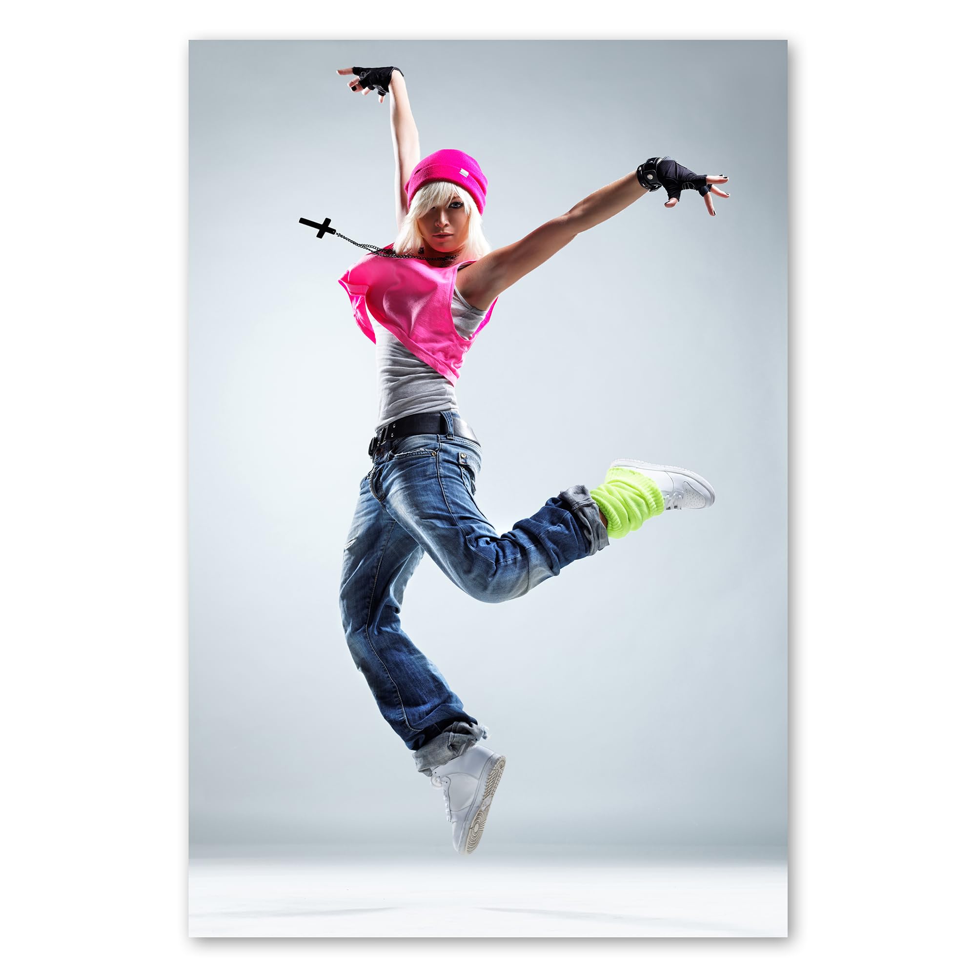 Postereck - 3411 - Hip hop, danza, musica, donna, sport, salto - Decorazione da Parete, Stampa Artistica, Arredamento Interni, Stampa Fotografica - Tela - 100,0 cm x 75,0 cm