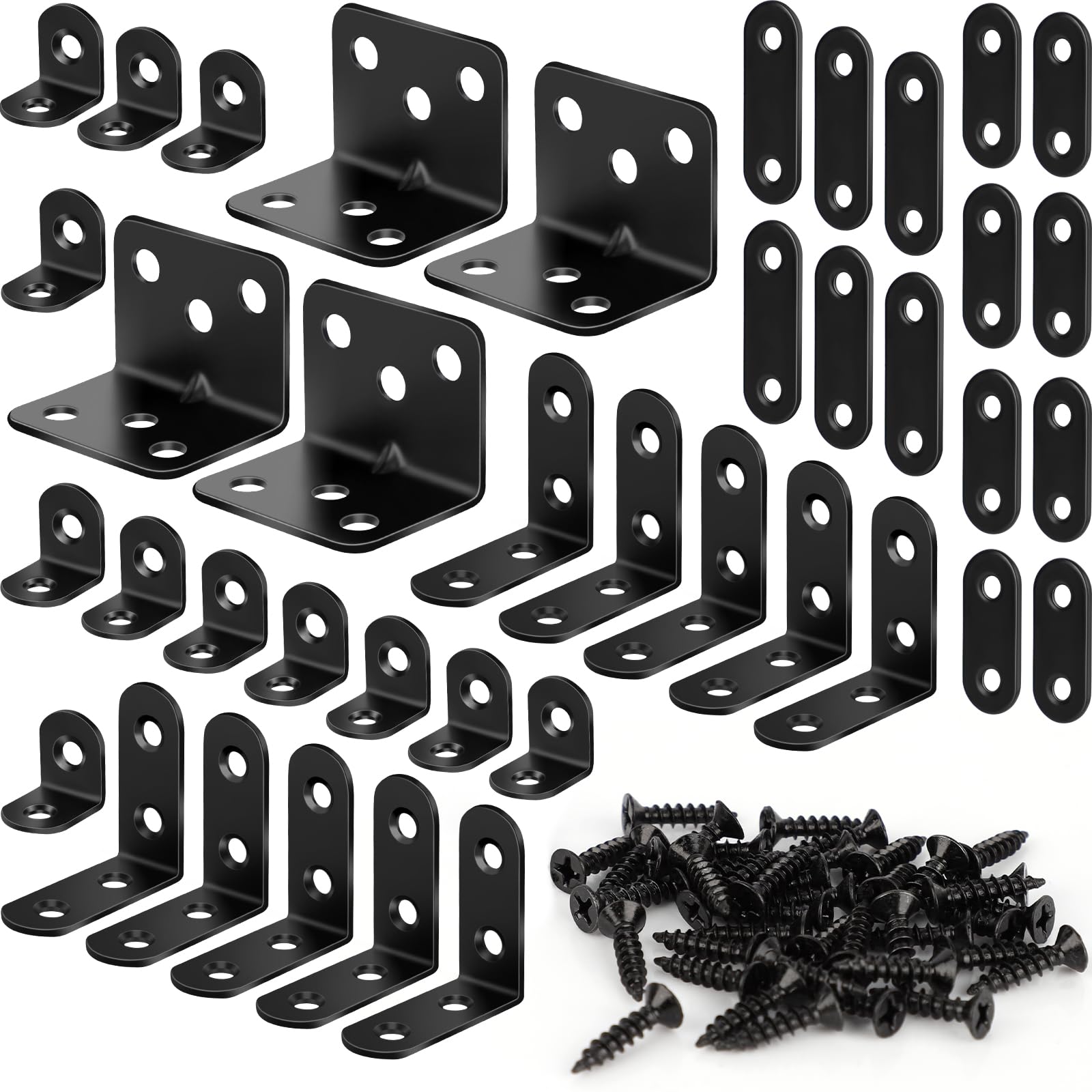 40 Pack L Bracket Corner Brace Kit, 5 Sizes Stainless Steel Corner Bracket