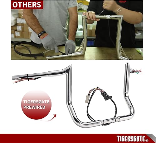 Miniatura 7 de TIGERSGATE Barra de mono con gancho de carne precableada de 14 pulgadas con alambre de agarre térmico de 1 14 pulgadas Ape perchas para Harley