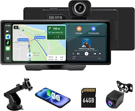 Haudio 9.3 Portable Wireless CarPlay Touch Screen, Plug & Play CarPlay Screen for Car, Apple CarPlay & Android Auto, 1080P Backup Camera, Voice Control, Bluetooth, GPS Navigation, No Installation