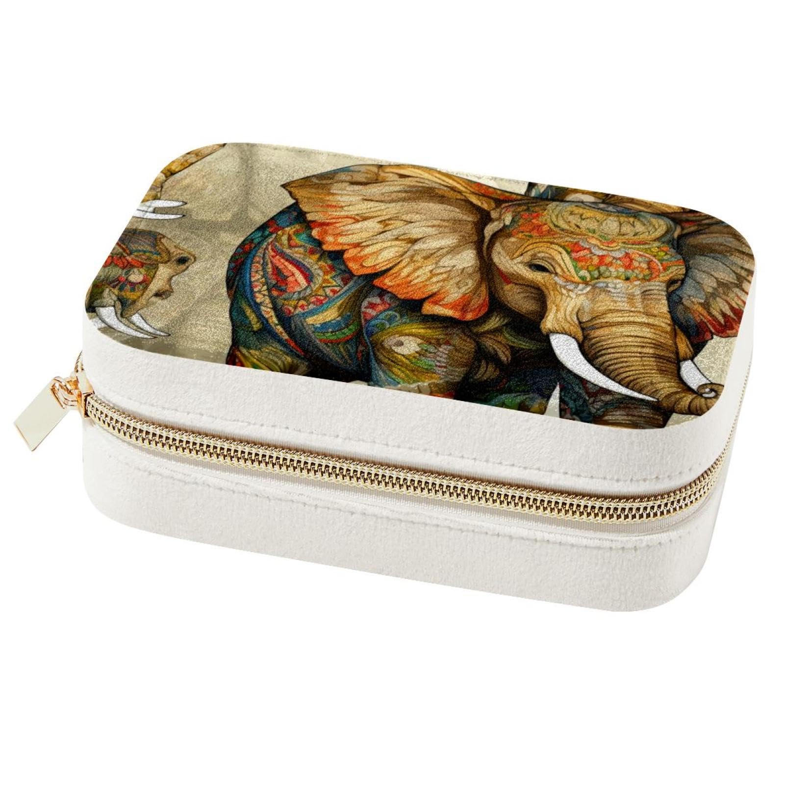 Boîte à bijoux éléphant avec rangement spacieux et supports anti-nœuds pour colliers