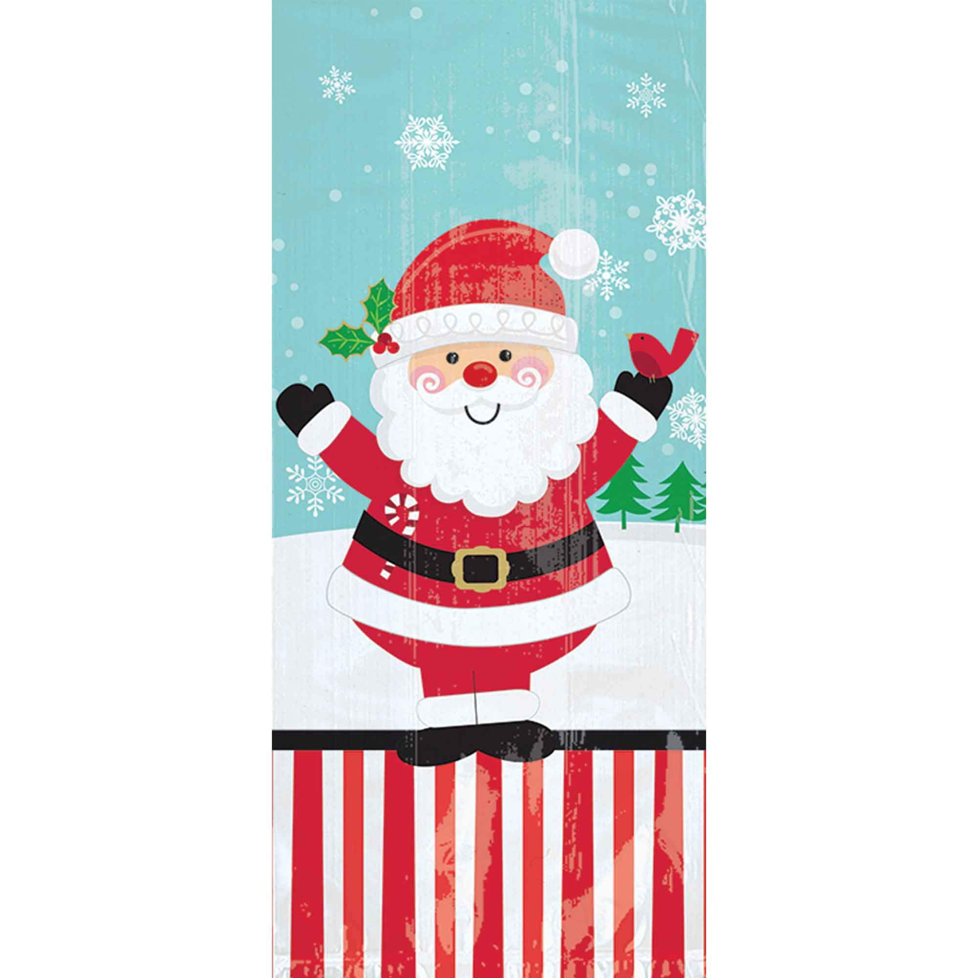 amscan Small Jolly Santa Cello Bags - 9 1/2" H x 4" W x 2" D | Multicolor - Pack of 20