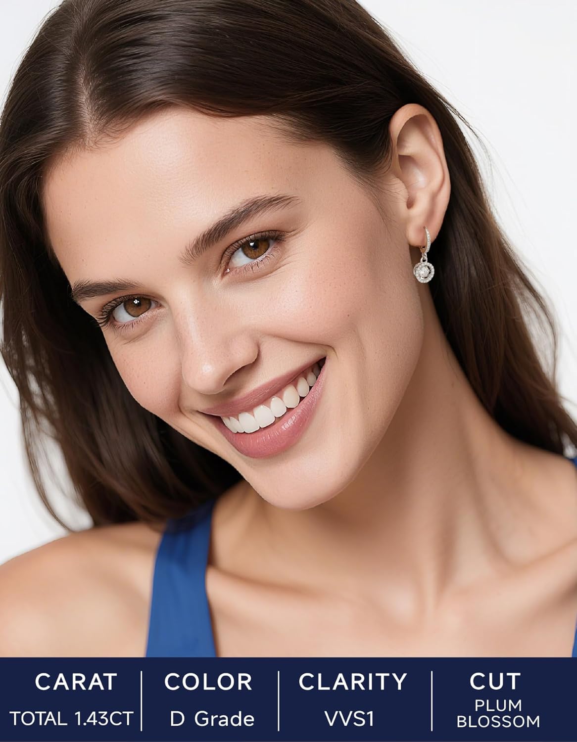 MomentWish Dangle Earrings for Women-925 Sterling Silver Moissanite Earring, Women's Gift for Valentine Birthday, D Color VVS1 Dancing Moissanite Hoops - Image 4