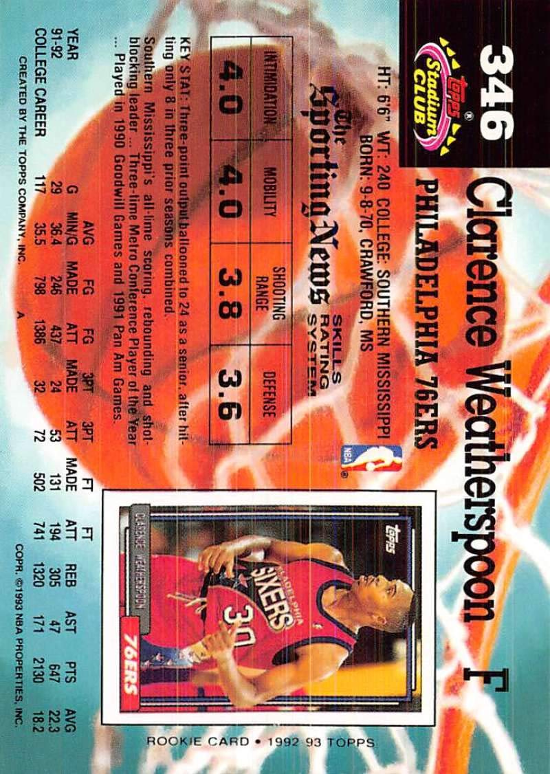 Amazon.com: 1992-93 Stadium Club Basketball #346 Clarence