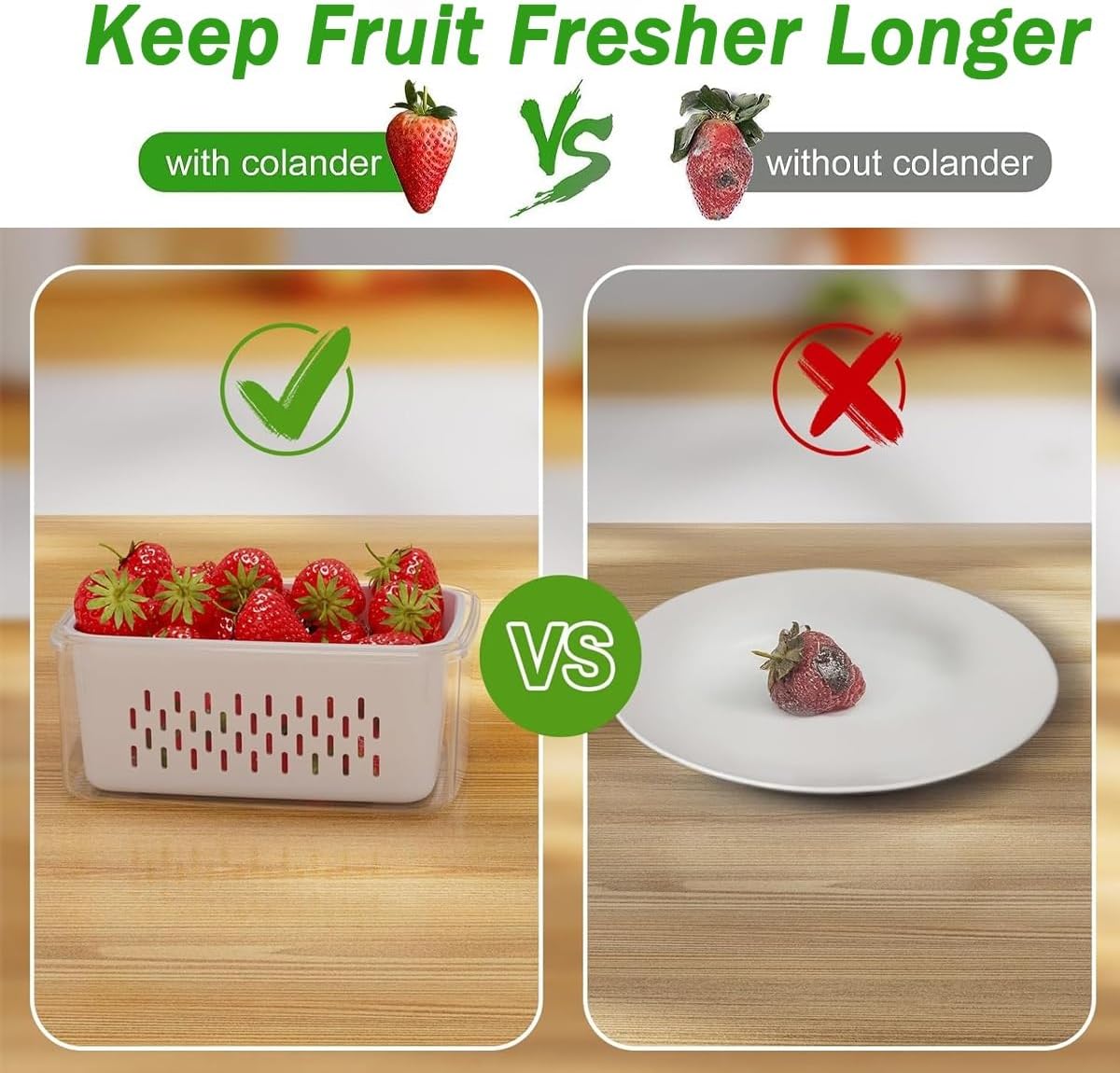 4 In 1 Food Storage Container, Household Transparent Plastic Food Storage Box-including Drain Baske, Multifunctional Airtight Container For Vegetables & Kitchen Organization