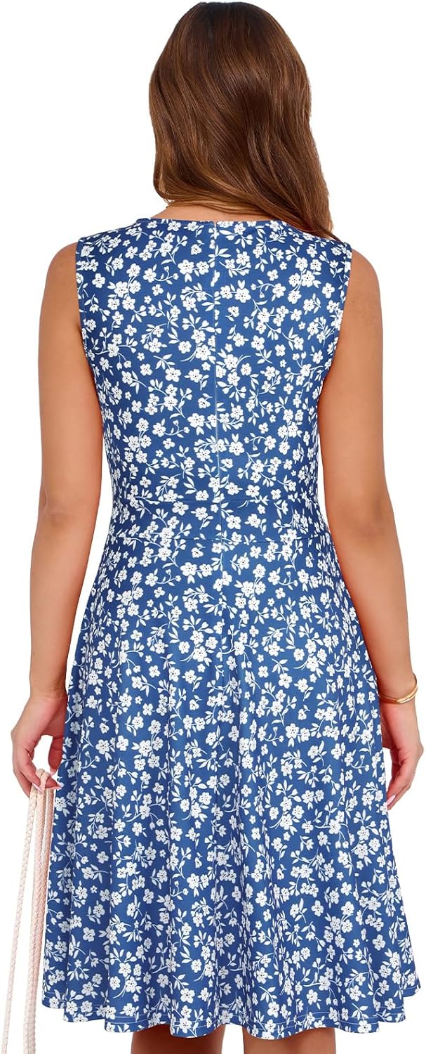 Sureple Womens Summer Cocktail Dresses 2026 Sleeveless Casual Fitted Tank Beach Swing A-Line Sundress