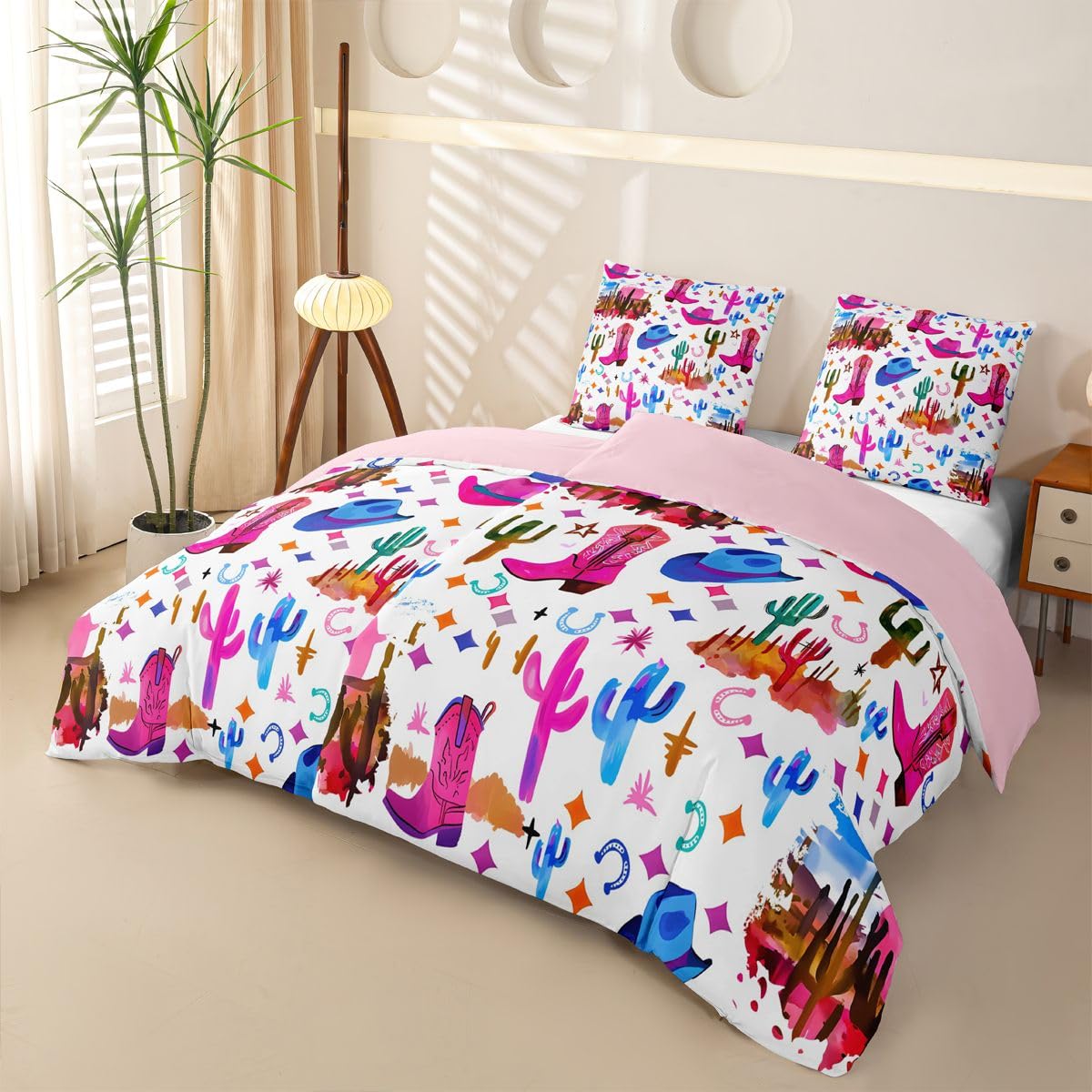 Homewish Rosa Cowgirl Bettwäsche 135x200 Microfaser 4teilig