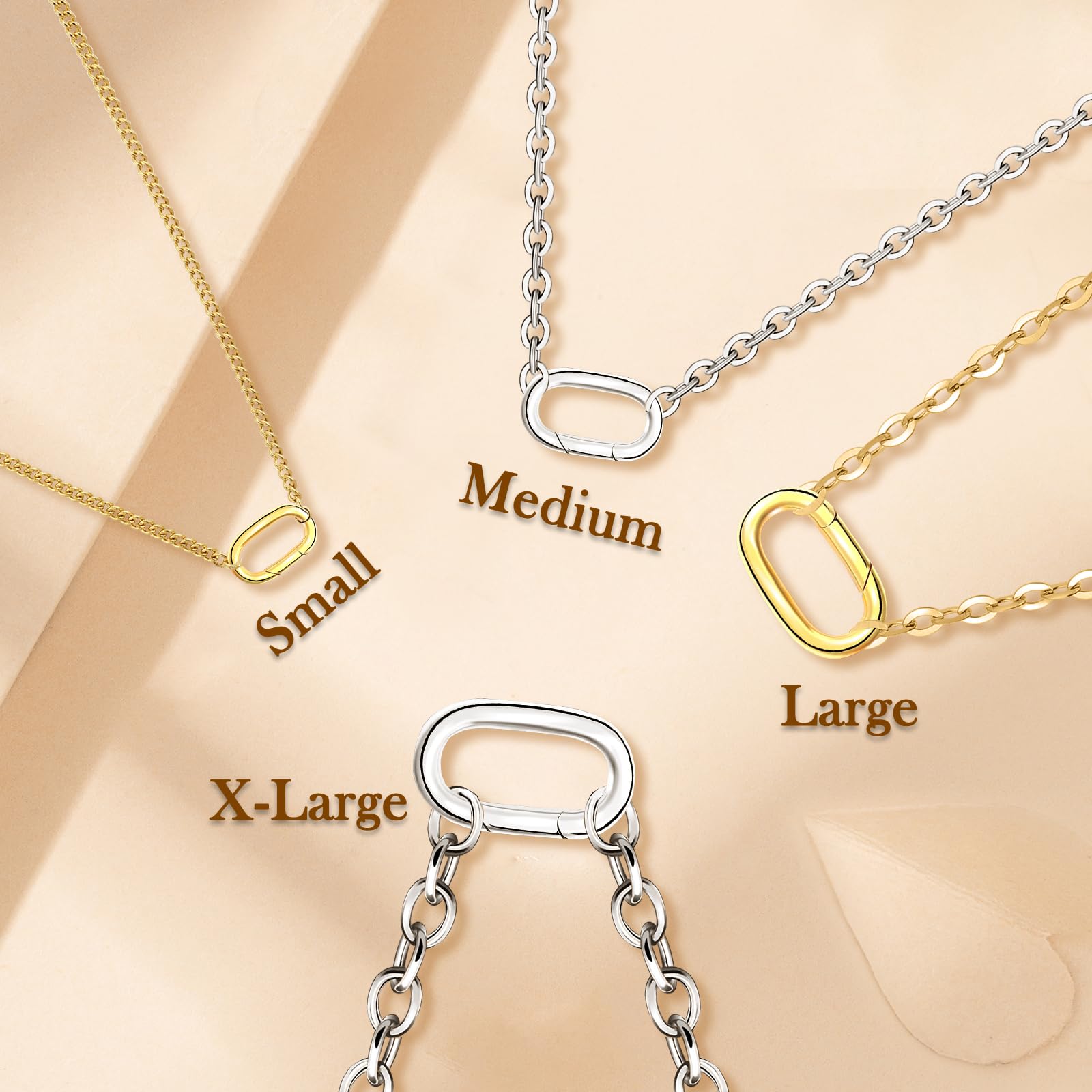 5PCS Oval Clasp Carabiner Necklace Connector Stainless Steel