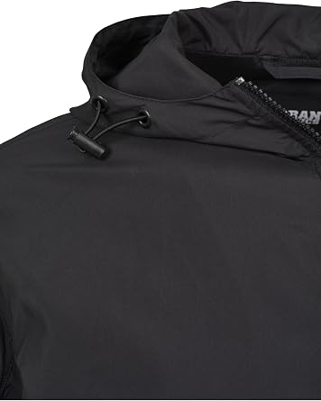 URBAN CLASSICS Men's Windbreaker Jacket, Pullover Rain Jacket with Hoodie, Longsleeve Hooded Men's Raincoat, Lightweight & Water Repellent Available, Sizes: XS-5XL